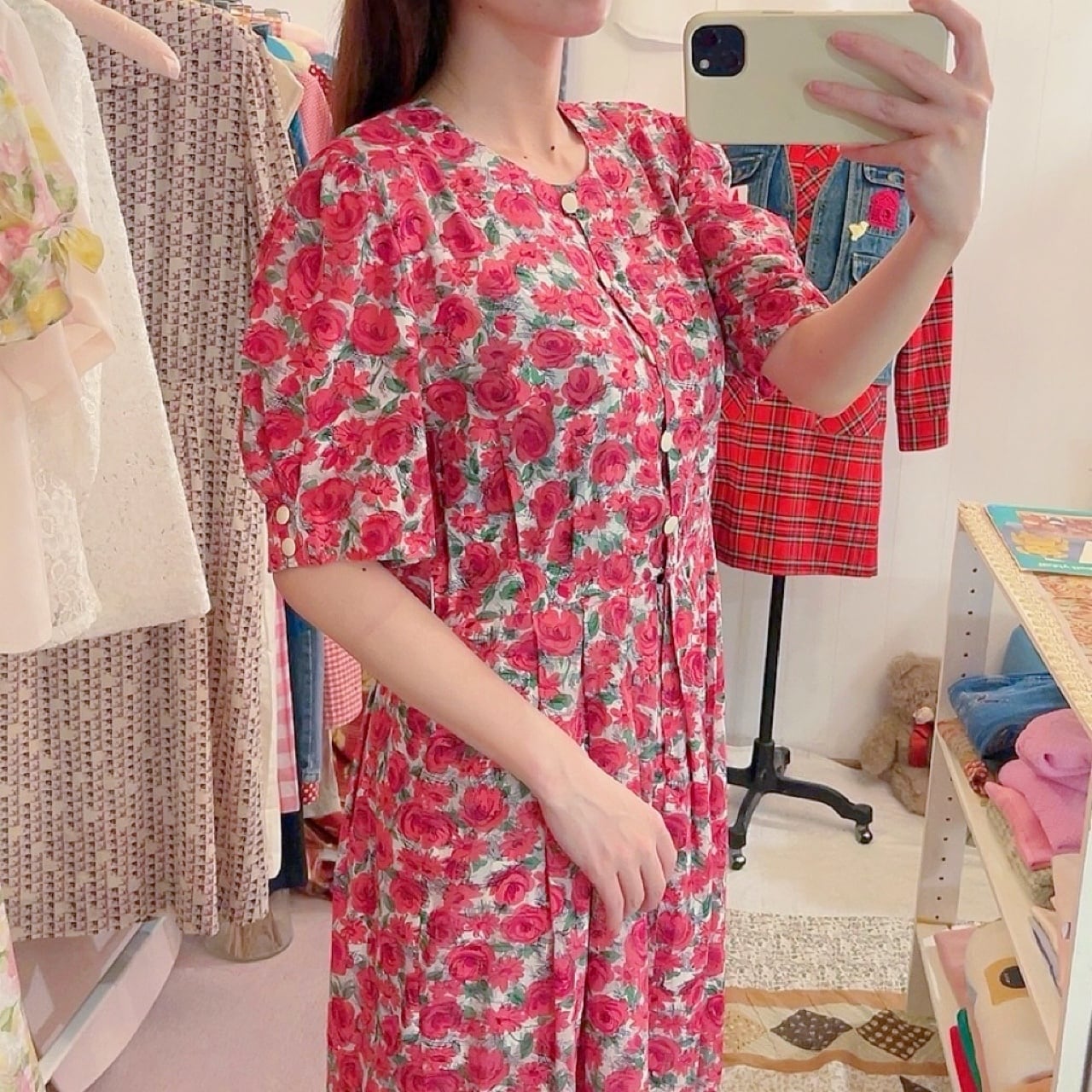 ROBERTA / pink rose garden one-piece