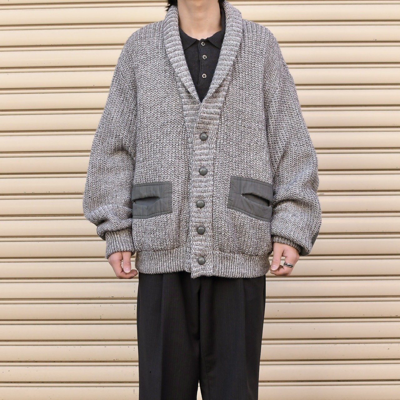 reversible design alpaca knit blouson
