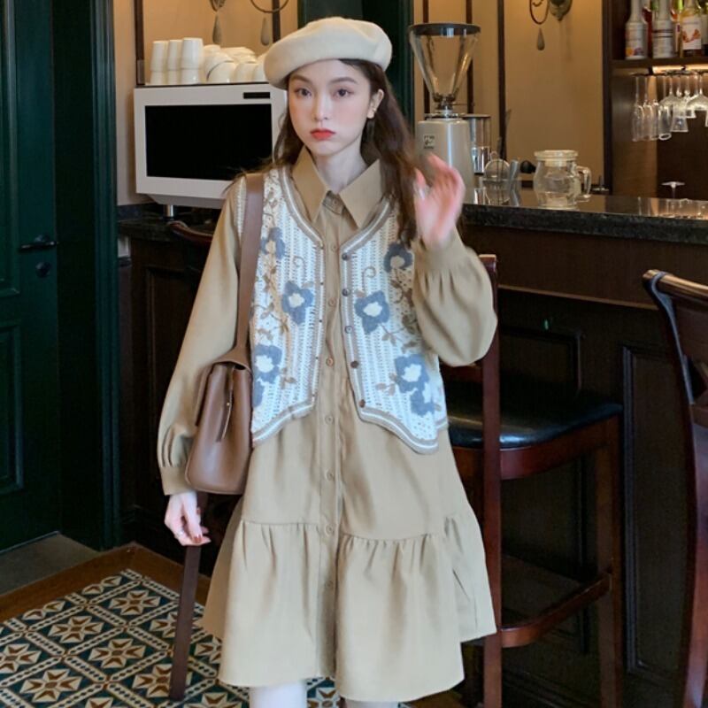 スプリングスタンダードロングスリムシャツ ドレス レトロ 春物 YY-ファッション87837036928