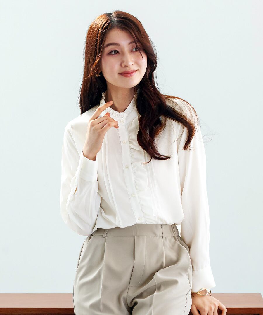 さりげなく華やぐ 】ソフトピケ・アシメフリルブラウス（776033