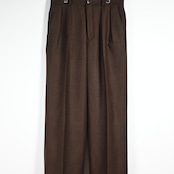 INTERIM / INDIA WOOL CLASSIC HERRINGBONE WITH LEATHER PIPING 2-TUCK STRAIGHT SLACKS