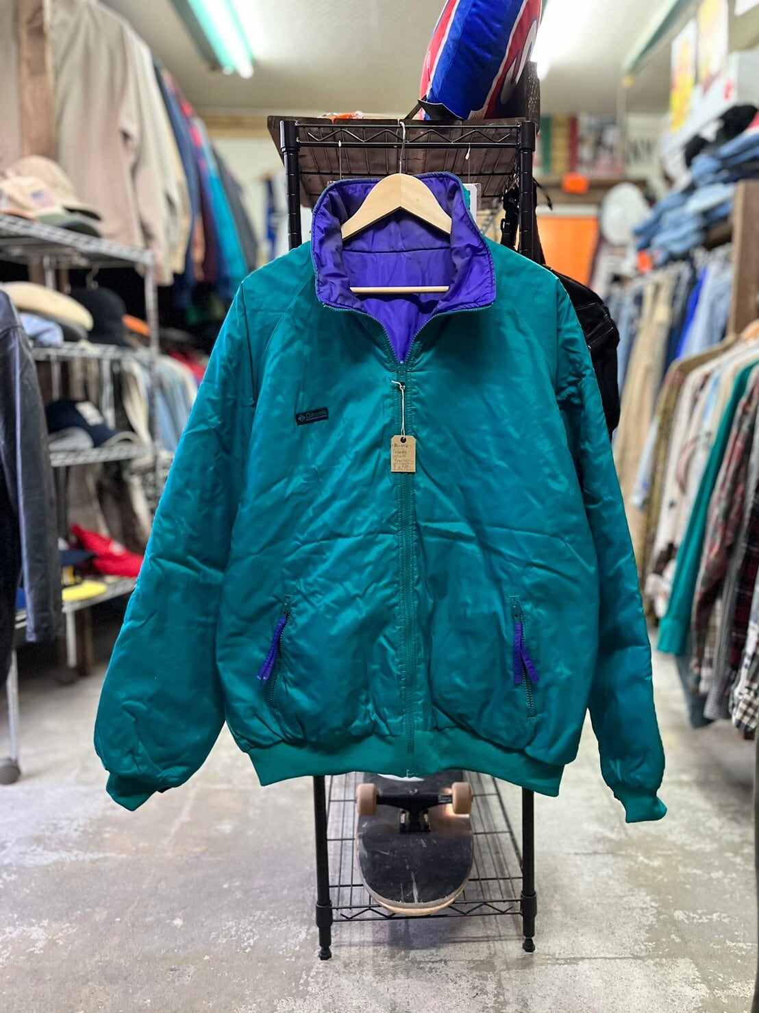 size XL】90s COLUMBIA コロンビア リバーシブル 中綿 ナイロン