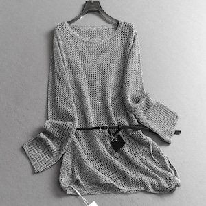 Loose mesh knit with waist belt TO0920