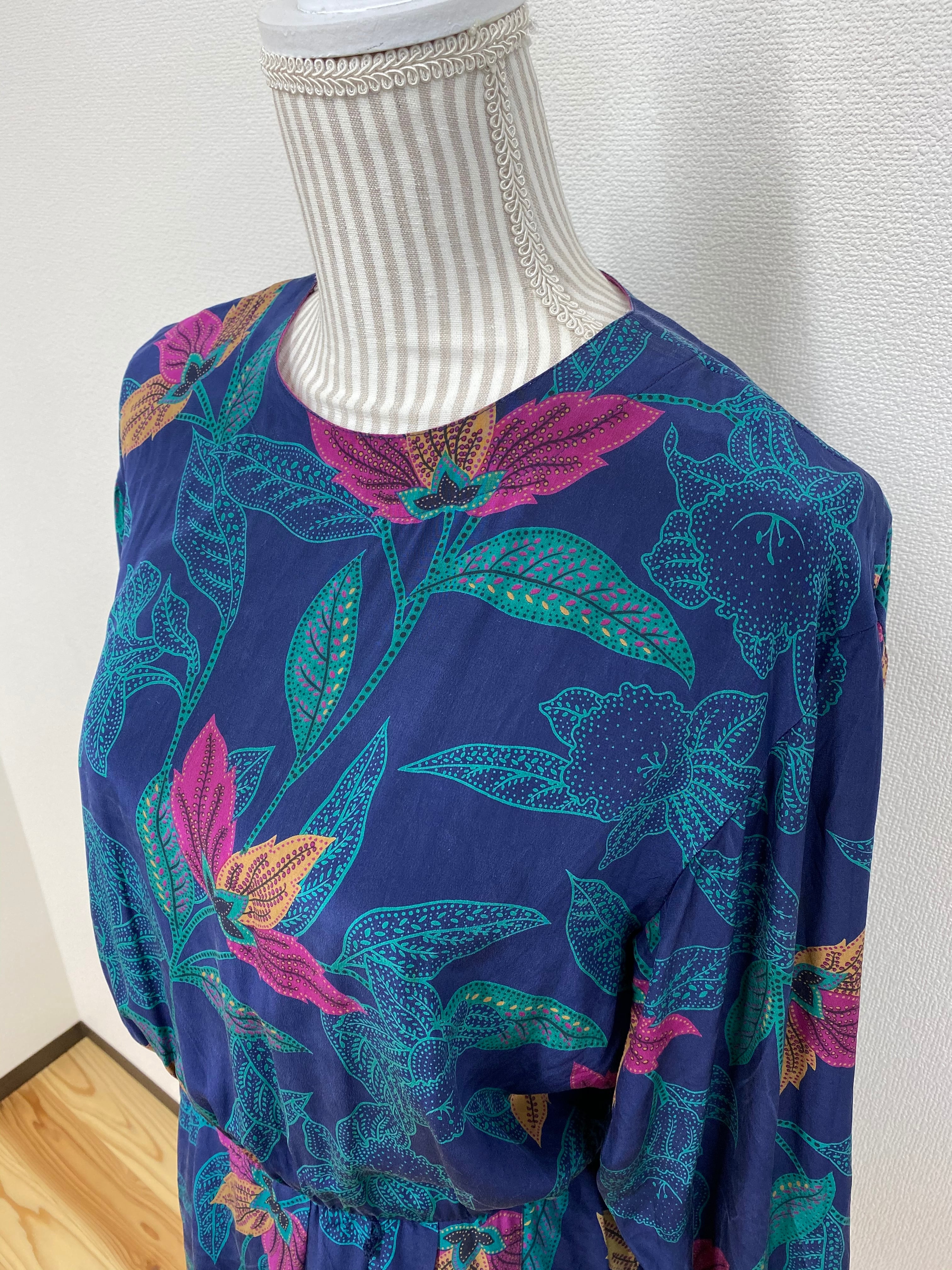 お直し商品【li2 claiborne】leaf flower print silk dress