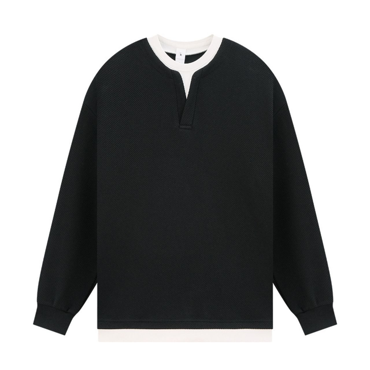 フェイクツーピース重ね着風ロングTシャツ　1125