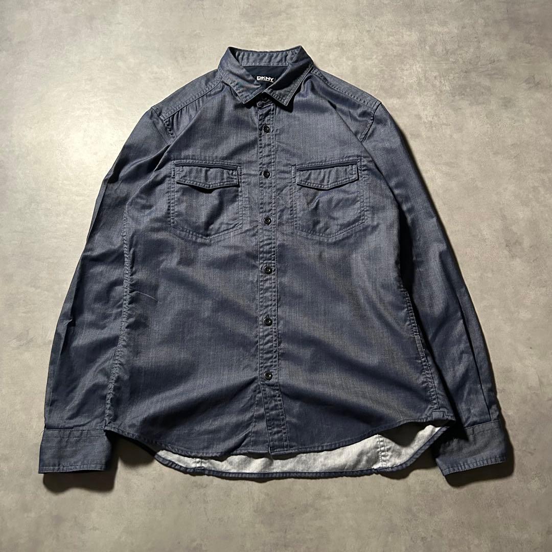 DNKY Y2K ZIPポケット デニム ロングスリーブ 長袖 シャツ