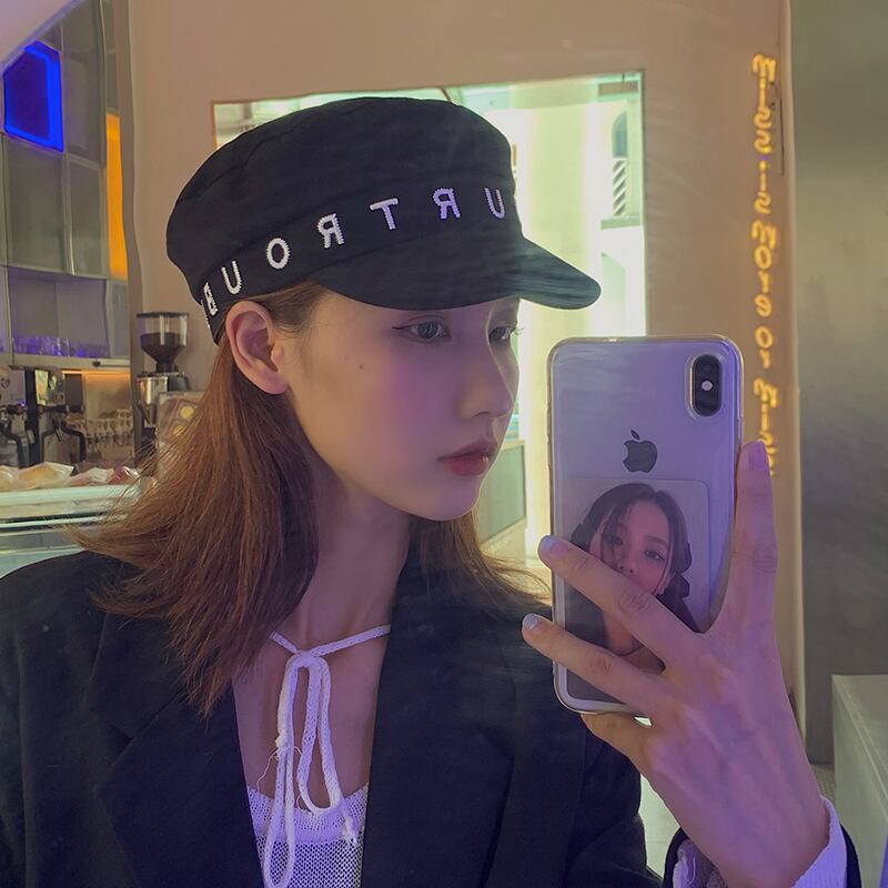 サマー薄手スタンダードキャップ ブラック レトロ 帽子 夏物 ベレット ヘアアクセサリー ブラック・アイド・ピーズ24734858028