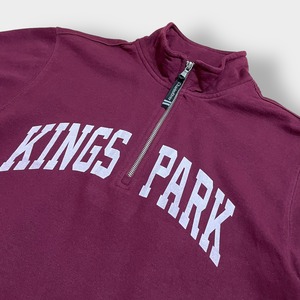 CHARLES RIVER ハーフジップ スウェット KINGS PARK アーチロゴ プルオーバー トレーナー M バーガンディ US古着