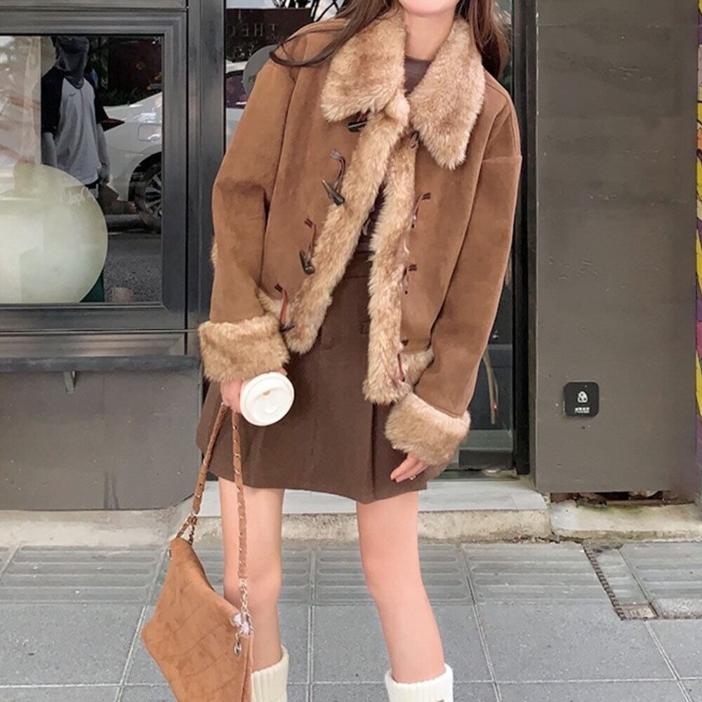 【送料無料】 ムートン ジャケット アウター レディース 秋冬 韓国 防寒 防風 保温 暖かい おしゃれ 大人 かわいい きれいめ スエードジャケット フェイクムートン ブルゾン ゆったり 大人可愛い 大人女子