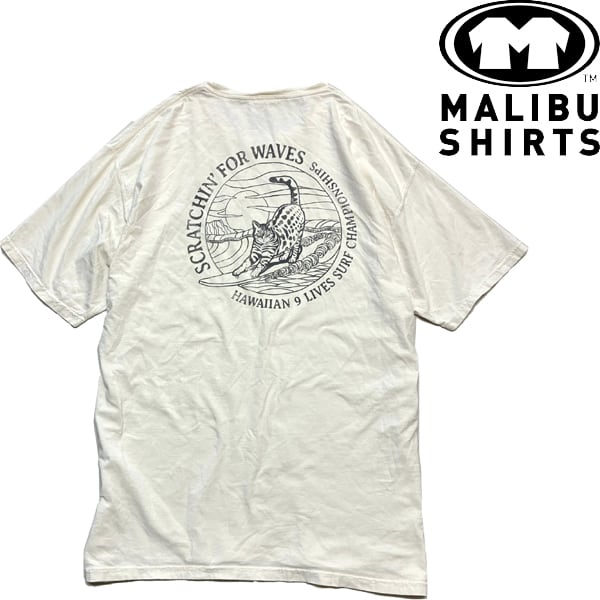 1点物◇ビッグサイズXLベージュ猫バックプリントTシャツ古着メンズXXL