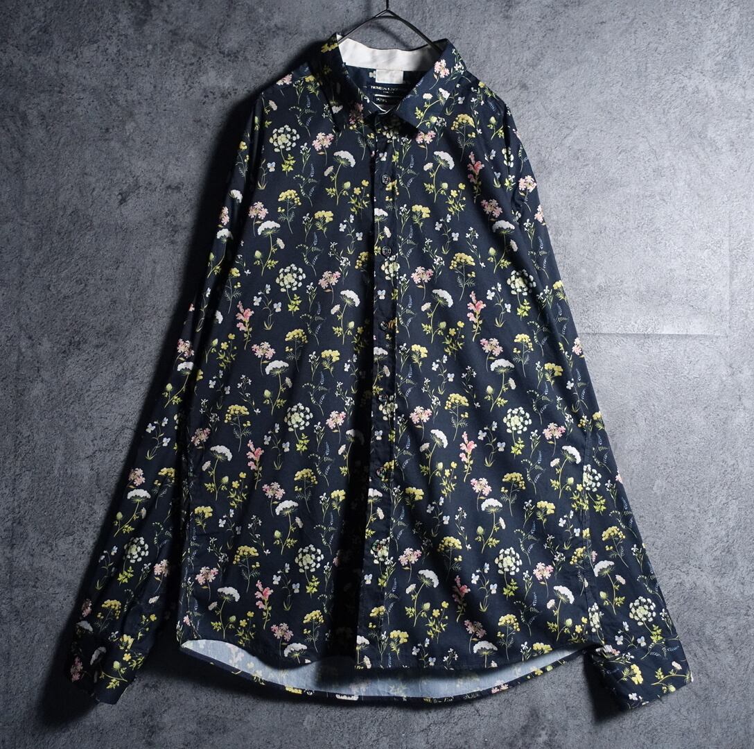 Black Many Flower Motif Design Shirt