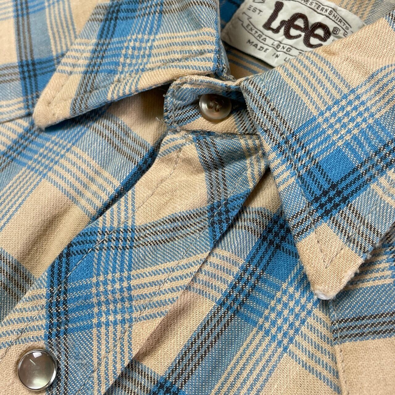 Lee 古着 80s USA製 薄手 アメカジ ウエスタン チェック 長袖シャツ 80年代 USA製 Lee リー 長袖 ウエスタンシャツ チェックシャツ メンズS