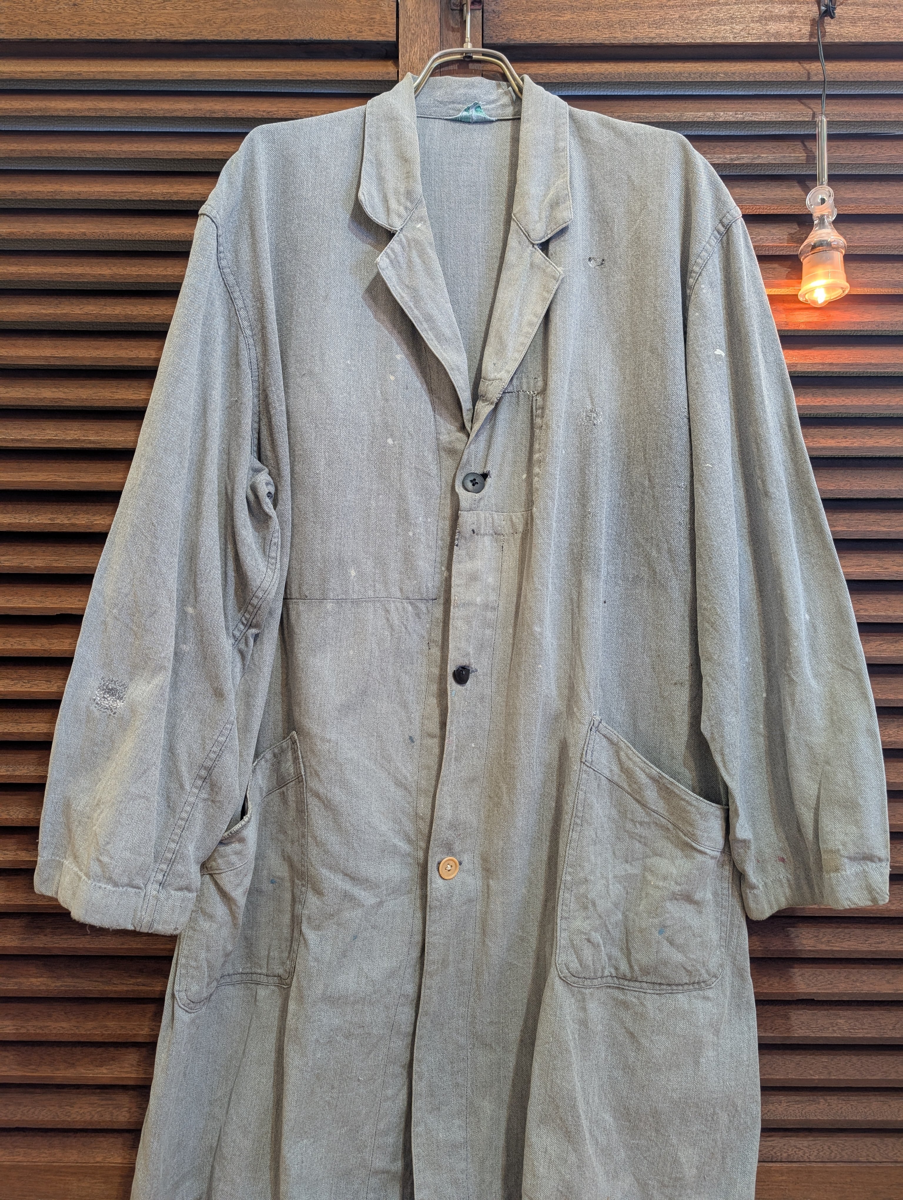 50-60s France HEP Atelier Coat Black Chambray [Damage Repaired]