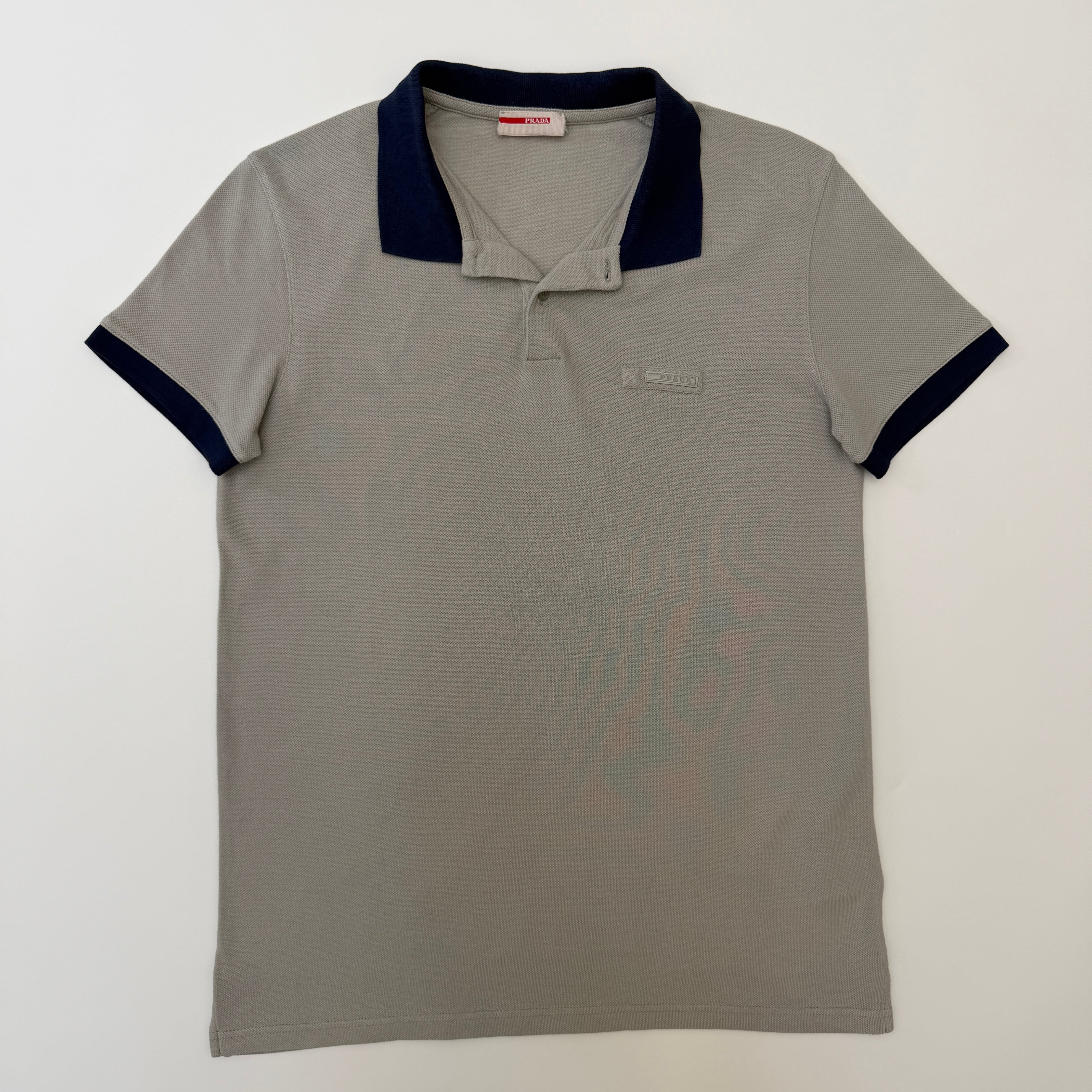 CHERVO Golf polo shirt nylon navy pattern 46 | ASSET VINTAGE