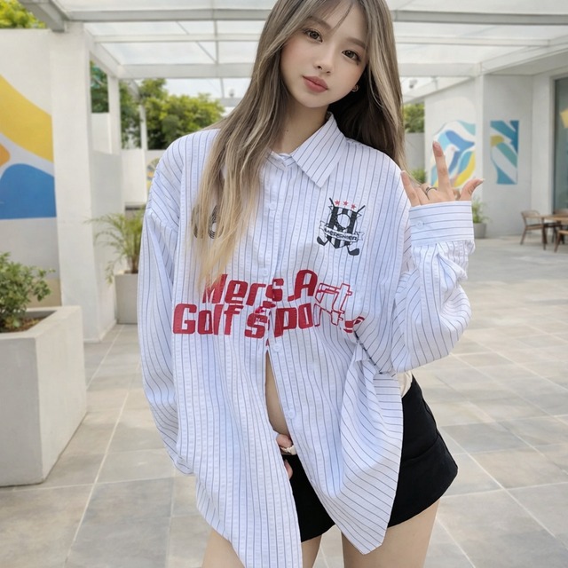 グラフィックパッチデザインチェックシャツ 1col   R02002