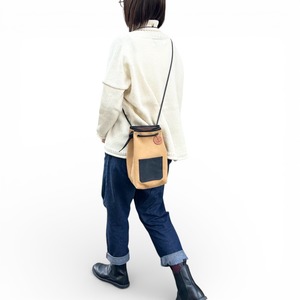 nico：タン（タンニン染め帆布×イタリアンレザー巾着バッグ）受注製作