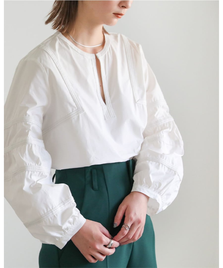 シックノーカラーシャツ◆ゆったりサイズ【t-10484】