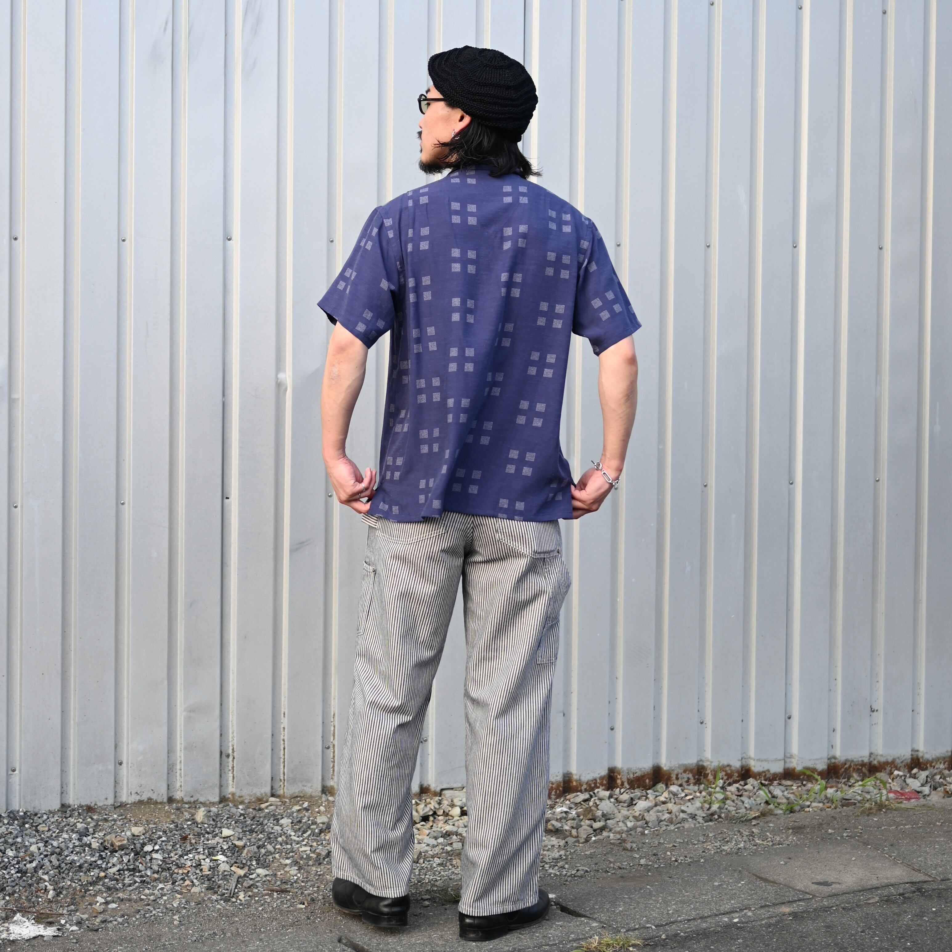 OLD JOE / ORIGINAL PRINTED OPEN COLLAR SHIRTS (Square Dot) Short