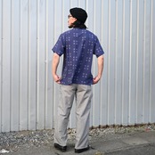OLD JOE / ORIGINAL PRINTED OPEN COLLAR SHIRTS (Square Dot) Short-sleeve