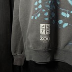 90s USA製 Hanes Cleveland Metroparks Zoo ウルフプリント スウェット ブラックフェード