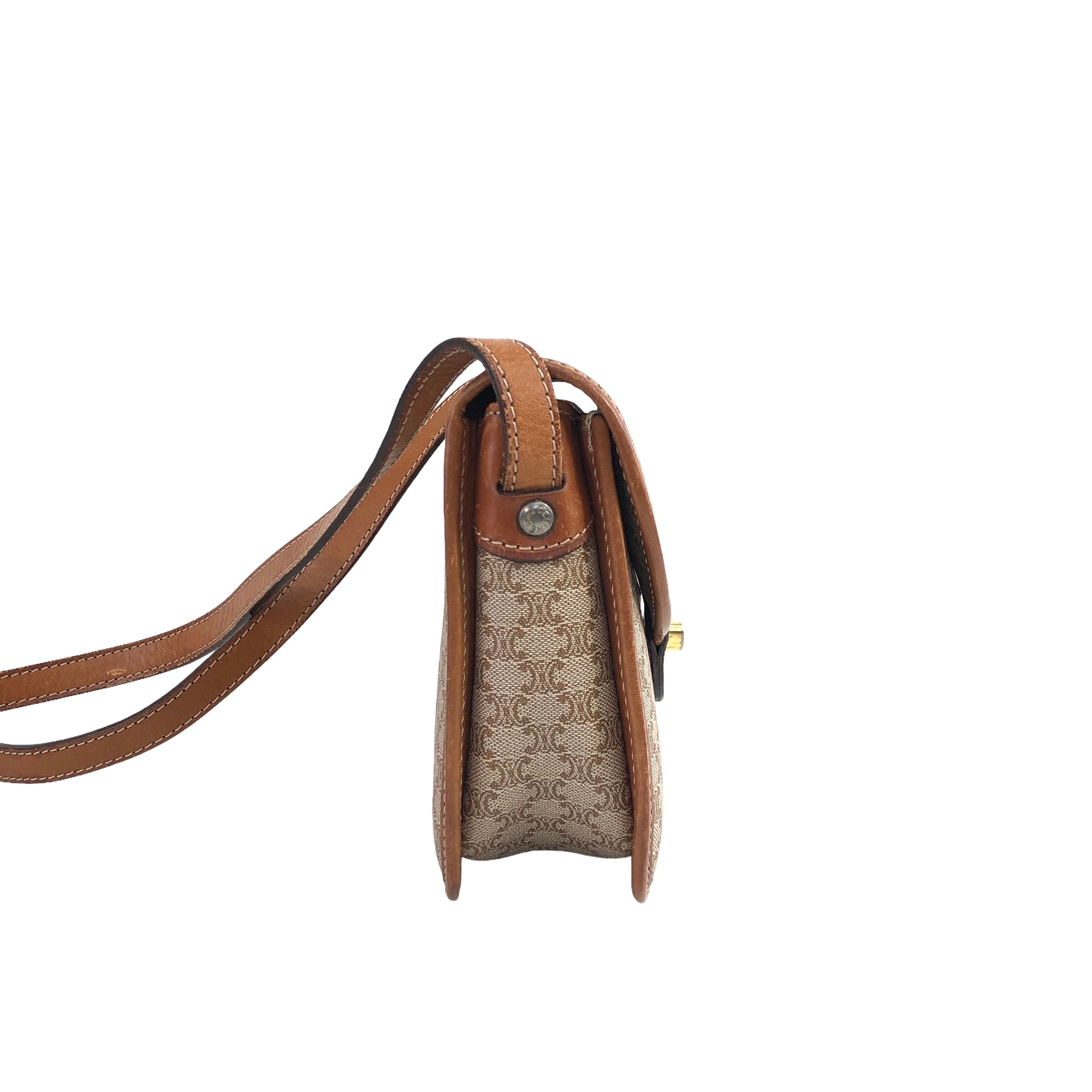 CELINE セリーヌ マカダム ショルダーバッグ ベージュ カデナ CELINE セリーヌ マカダム ショルダーバッグ ベージュ カデナ