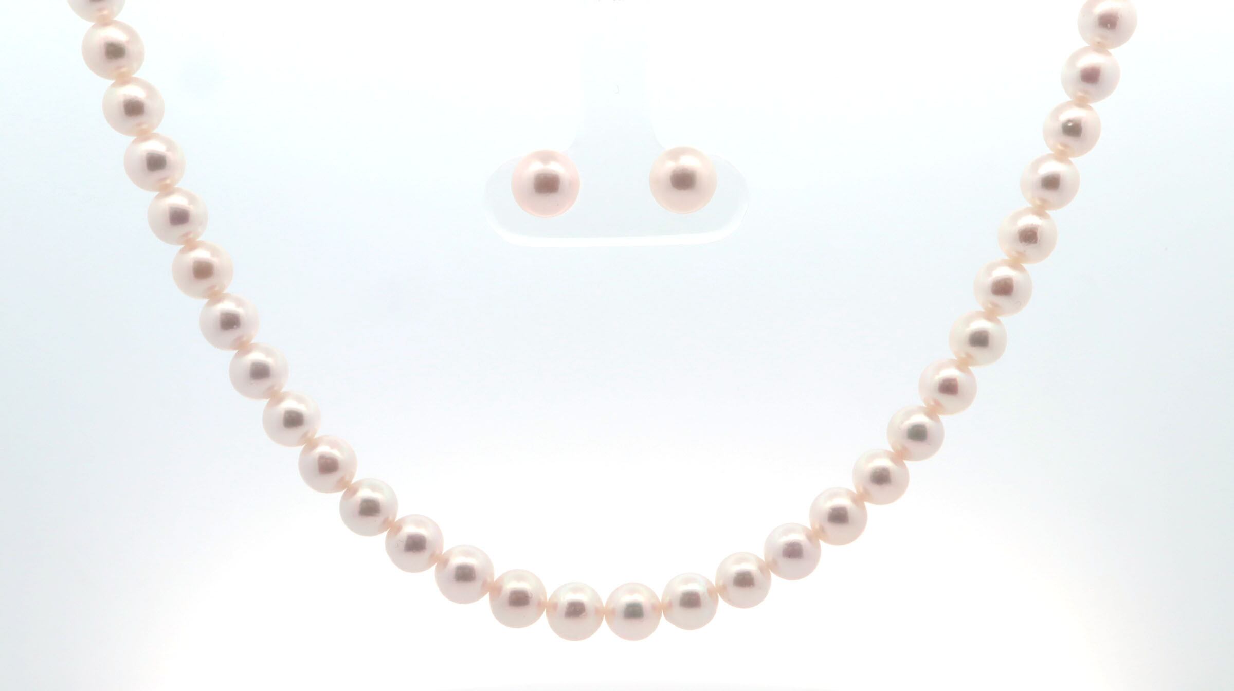 2点セット 9.3mmホワイト真珠ネックレス　ピアス or イヤリング ホワイトパール 9.3〜9.7mm ネックレス イヤリング 2点セット アクセサリー