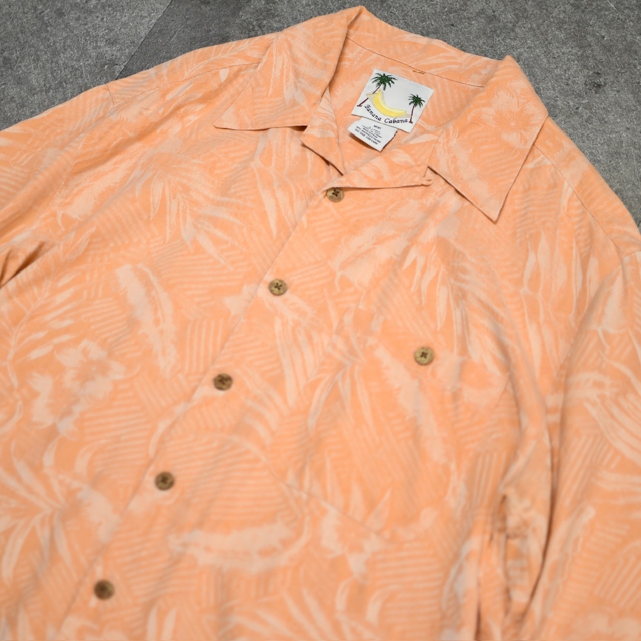 jacquard weave design aloha shirt salmon pink