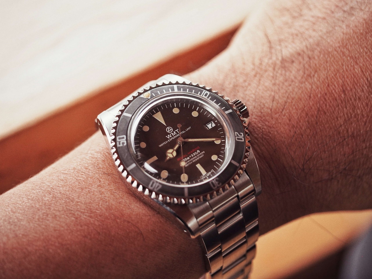 WMT Royal Marine – ( Tropical Brown ) Metal Band + Italian Leather Strap ” Aged ” Edition