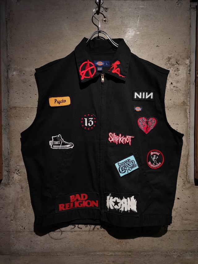 【Caka】Band Wappen Custom Design Loose Zip up Vest