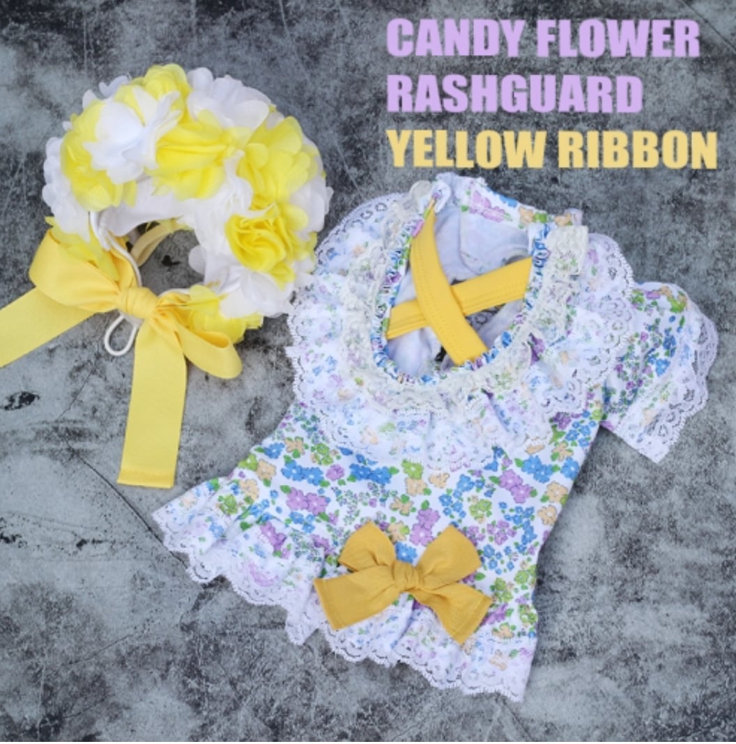 予約【HAPPYJJANGGU】Candy Flower Rushguard (Yellow Ribbon)