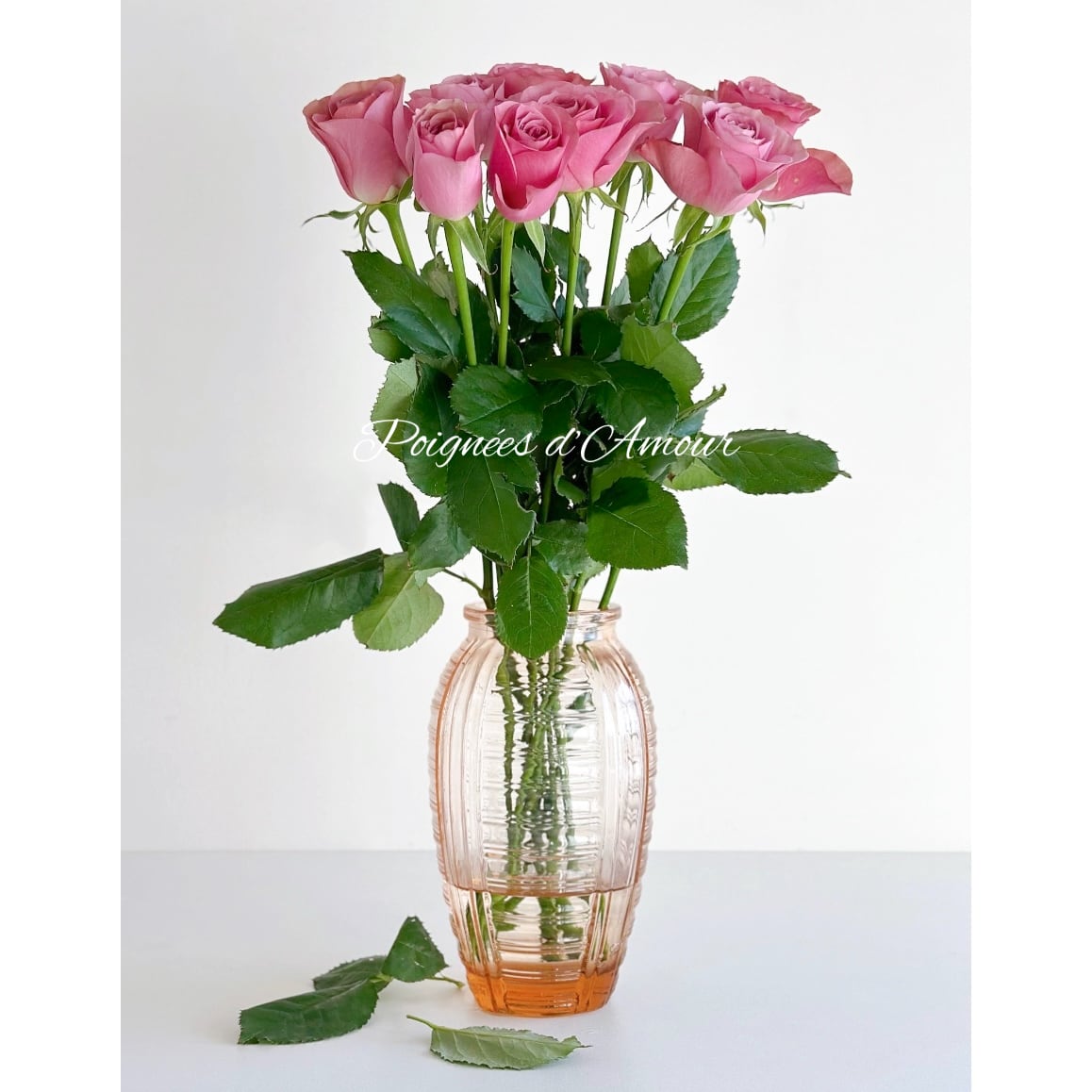 Art Déco アール・デコ ピンクガラス フラワーベース 花瓶（フランス