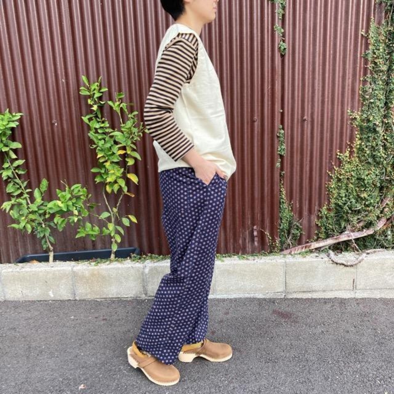 ICHI（イチ）　小紋柄パンツ　ネイビー