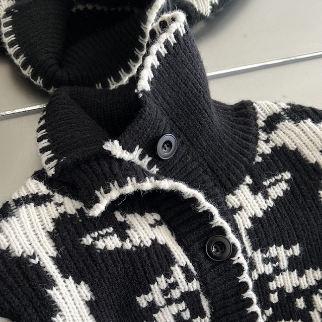 stand-collar knit cardigan　J00304