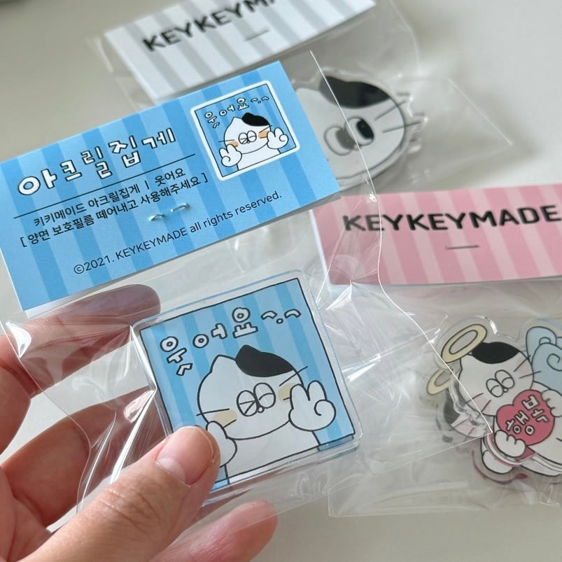KEYKEYMADE】アクリルクリップ（웃어요 / 천사키키） | 韓国文具・雑貨