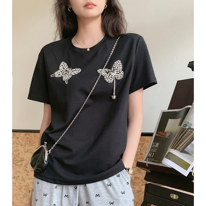 beaded butterfly t-shirt