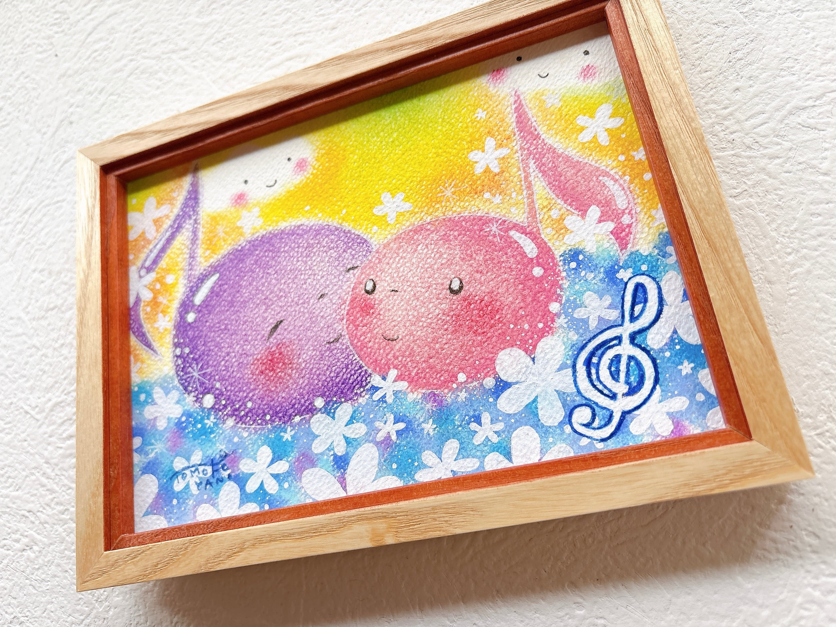 原画　自作の絵　絵画　一点物　パステル画　【カサブランカと松】 即納】 原画 自作の絵 絵画 一点物 パステル画 【カサブランカと松