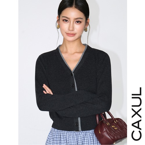 silkwoolコントラスト カーディガン/2color