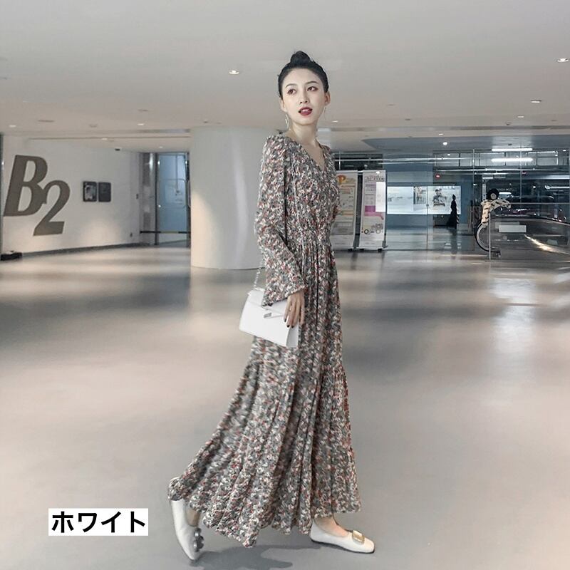 ワンピース レディース Aラインワンピース シフォンワンピース ロング