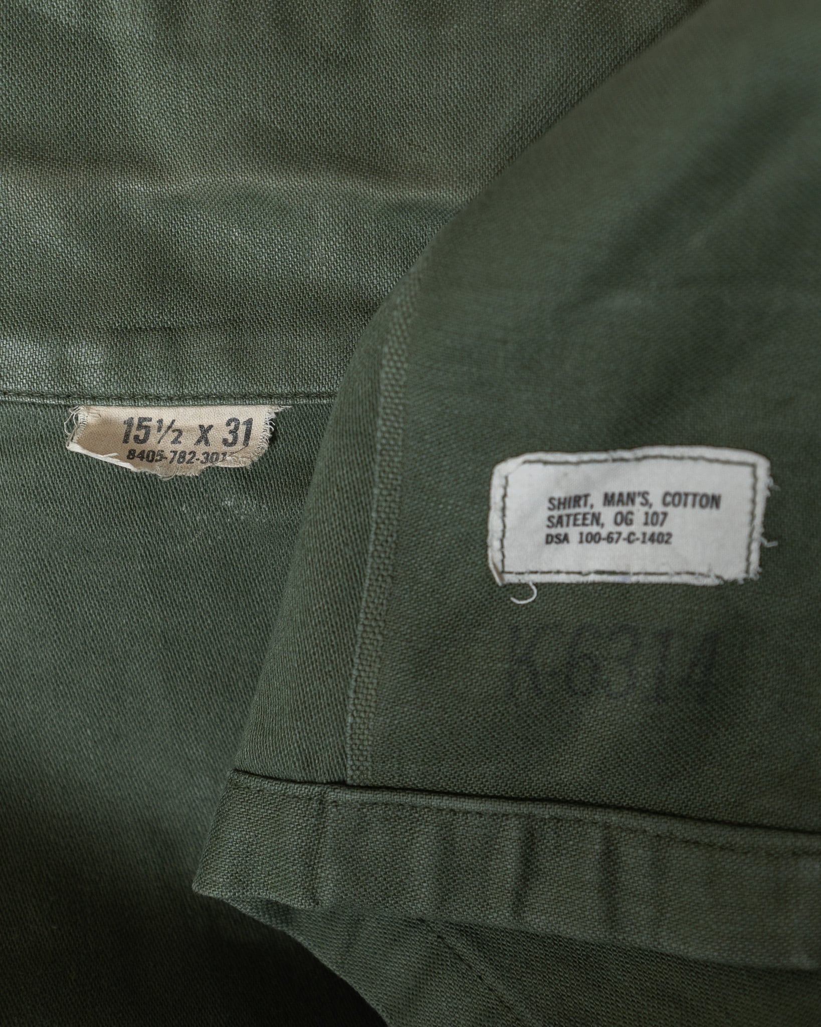 15 1/2】U.S.Army 60's OG-107 Utility Shirt Cotton100％ 