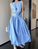 【25ss】Waist-Ribbon Balloon One-piece_3colors