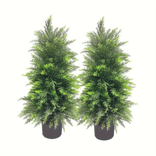 造花 杉 松 ヒノキ 人工植物 2個セット フェイクグリーン 91.44 cm リビング オフィス 家の装飾