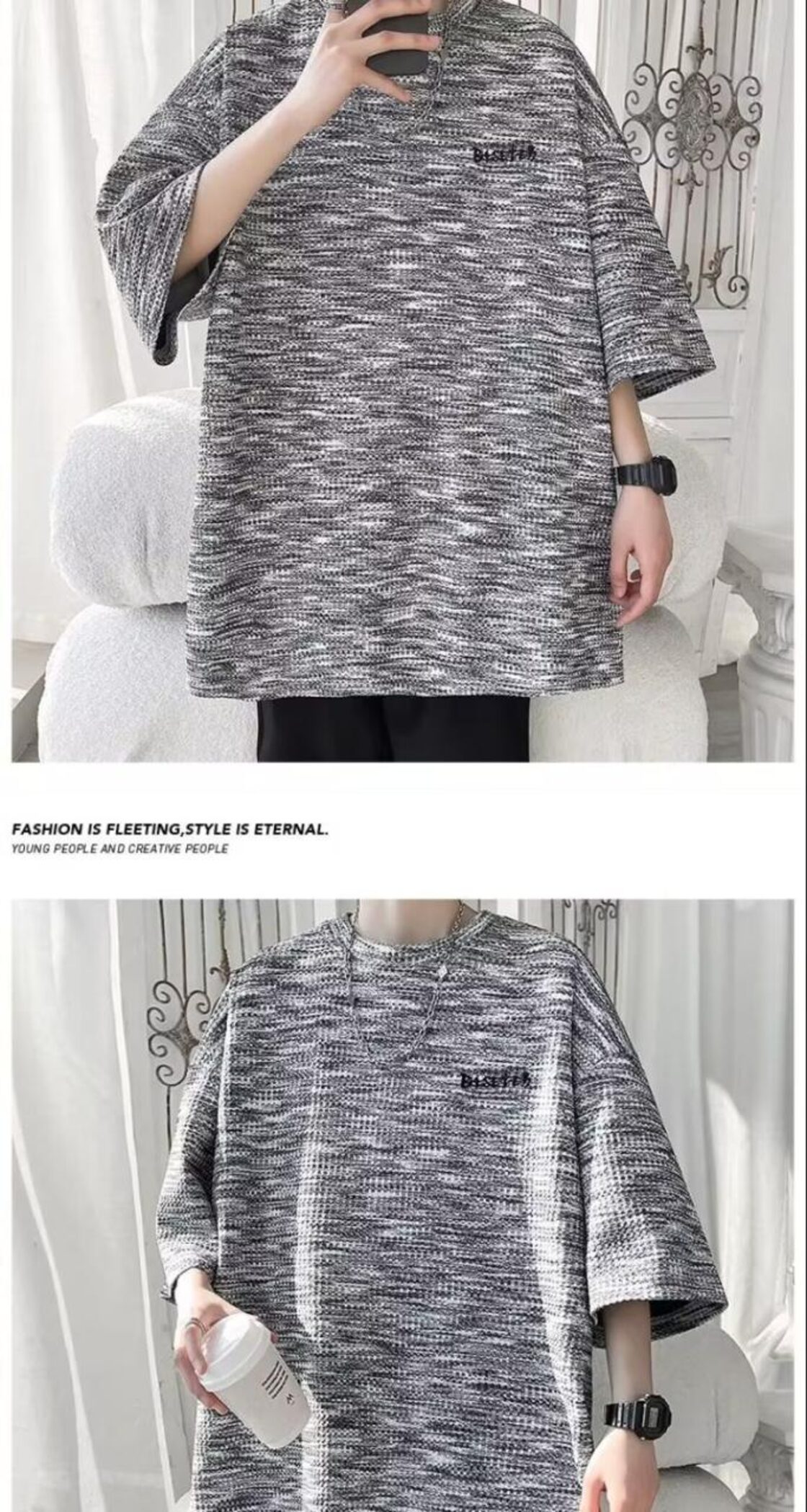 Tシャツ メンズ 半袖 カットソー ワッフル 絞り染め タイダイ プル 