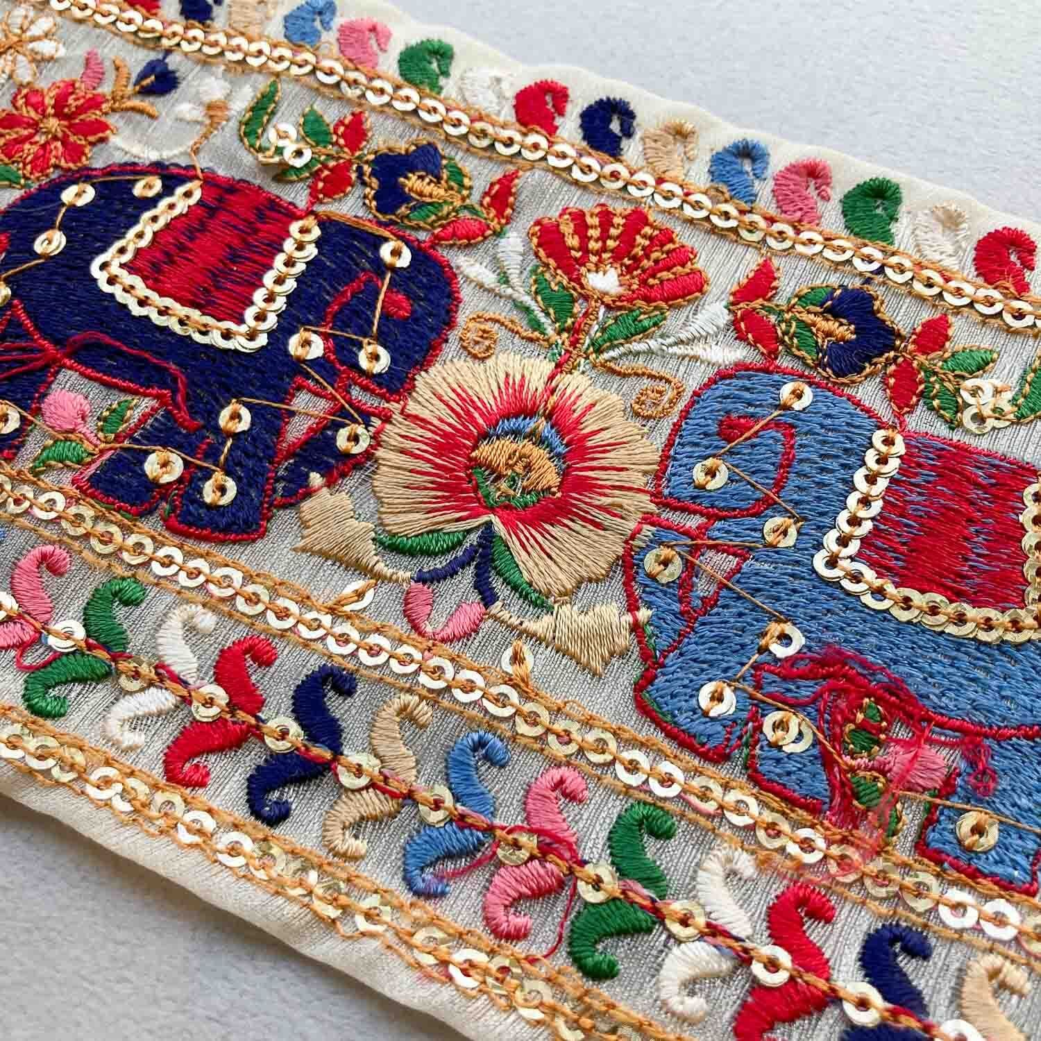 再入荷〉象のインド刺繍リボン（1mカット） | Dua-アクセサリーパーツ