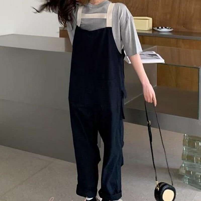 折り返しデザインボタンのオーバーオール K16260 | くまの小箱