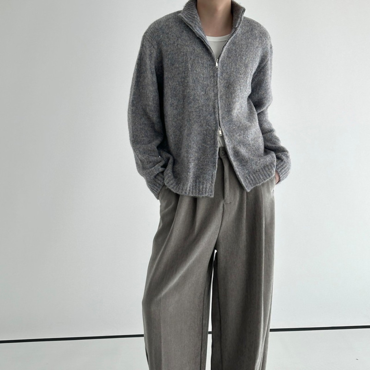 ダブルジップハイネックカーディガン　923