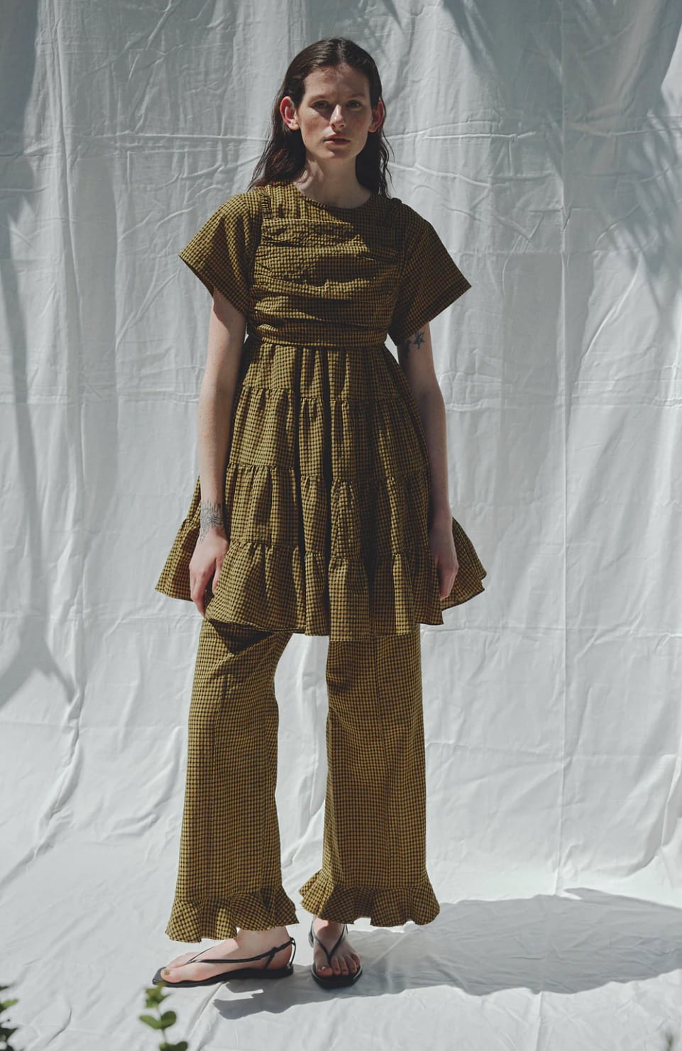 uhr ウーア3〜4y Checkered Tiered Dress 完売品