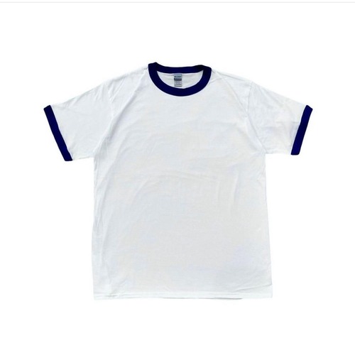 "new" GILDAN 5.3oz premium cotton ringer T-shirt(navy)