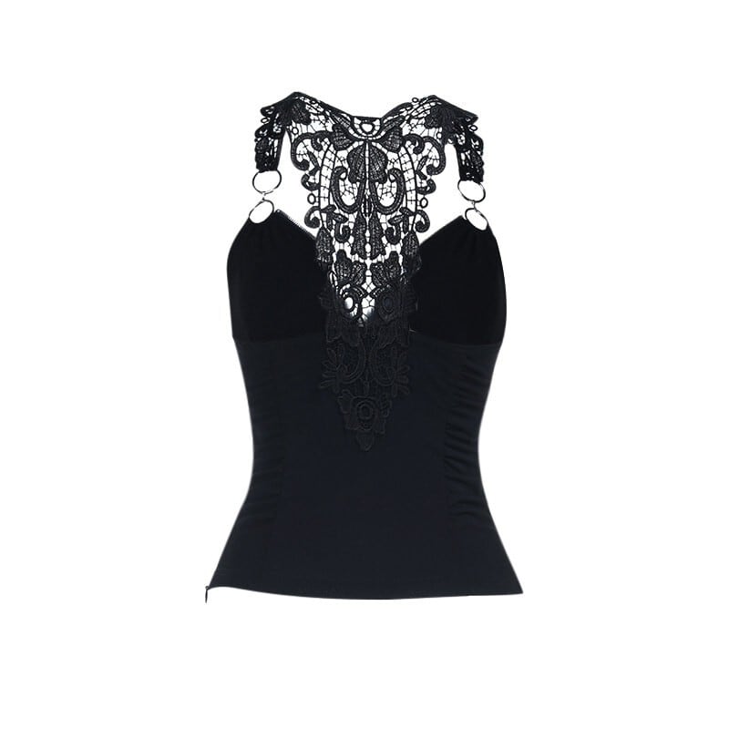 Back lace highneck cami r0156