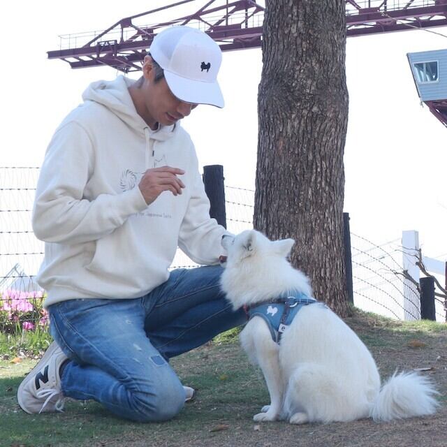 日本スピッツのシルエットキャップ（帽子） | 花と犬