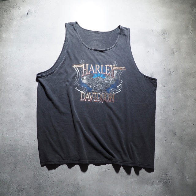” Harley-Davidson ” Aging fade printed loose Tank top Tee